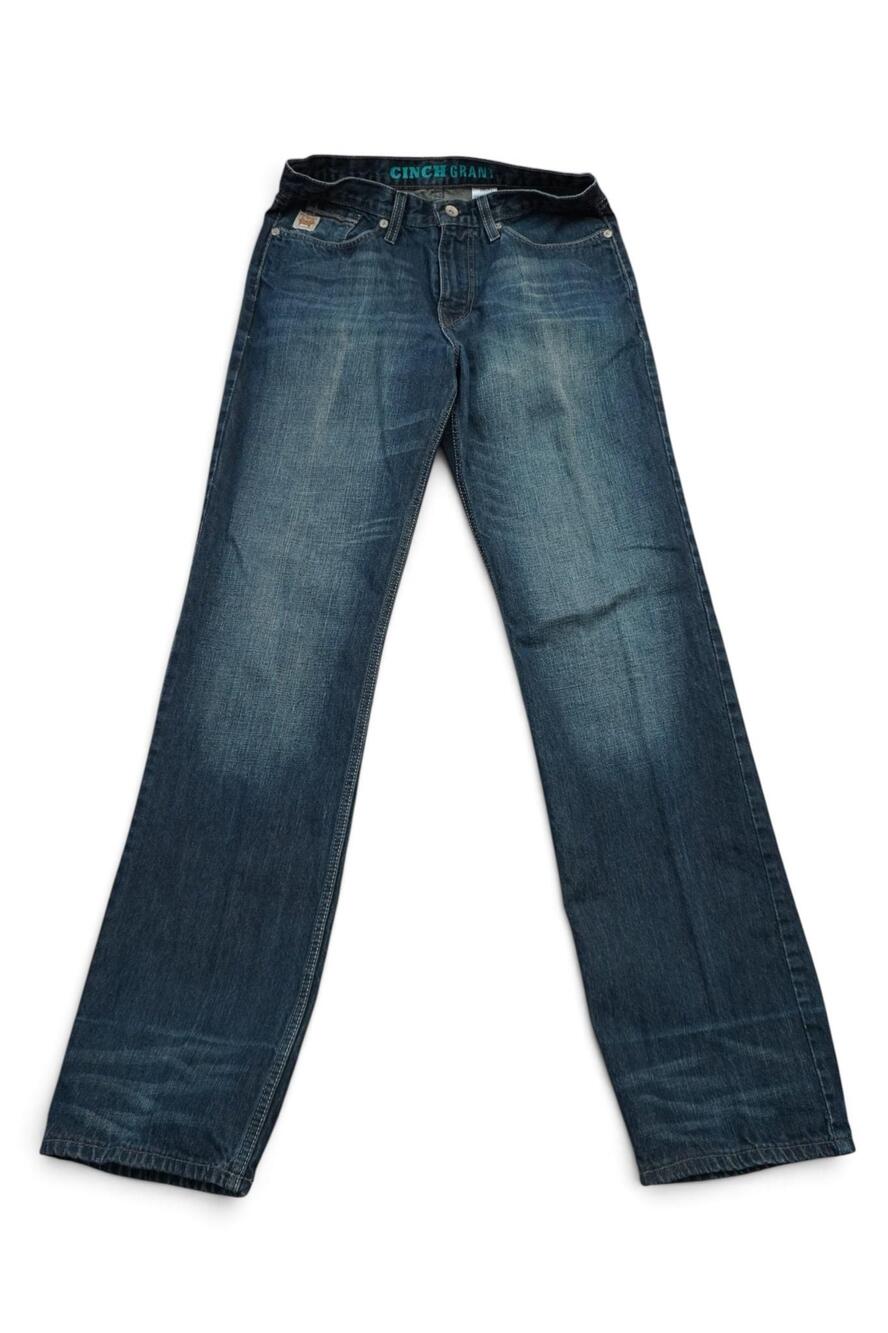 Cinch Grant Jeans Mens 32x35 Blue Relaxed Fit Bootcut Medium Wash Denim